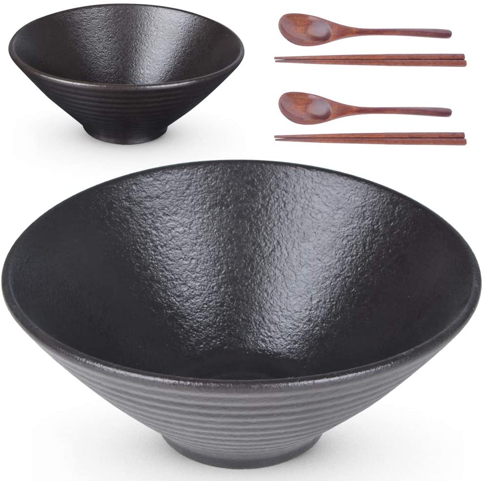 Large Ceramic Ramen Bowl (2 Sets 6 PCS) , 60 oz, for Soup, Noodle