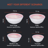 Amoowis Ceramic Mixing Bowls with Lids set for Kitchen, 4sets 8PCS, 60/49/28/18 Ounce,Dishwasher & Microwave Safe,White,Porcelain Serving Bowl Set With lids, Ideal for Food Storage,Cereals, Dessert