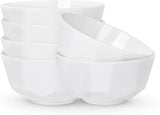 Lareina Ceramic Soup Bowls, 22 OZ Cereal Bowls for Kitchen,Geometric Porcelain Bowls Set of 6,Microwave Safe,White