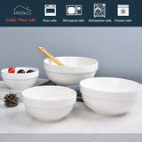 Amoowis Ceramic Mixing Bowls with Lids set for Kitchen, 4sets 8PCS, 60/49/28/18 Ounce,Dishwasher & Microwave Safe,White,Porcelain Serving Bowl Set With lids, Ideal for Food Storage,Cereals, Dessert