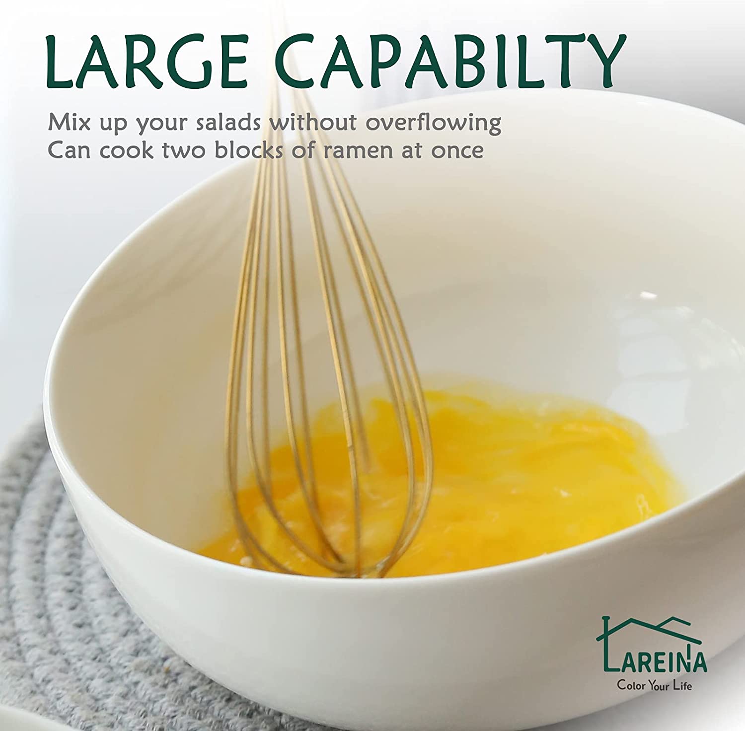 Lareina Ceramic Soup Bowls, 22 OZ Cereal Bowls for Kitchen