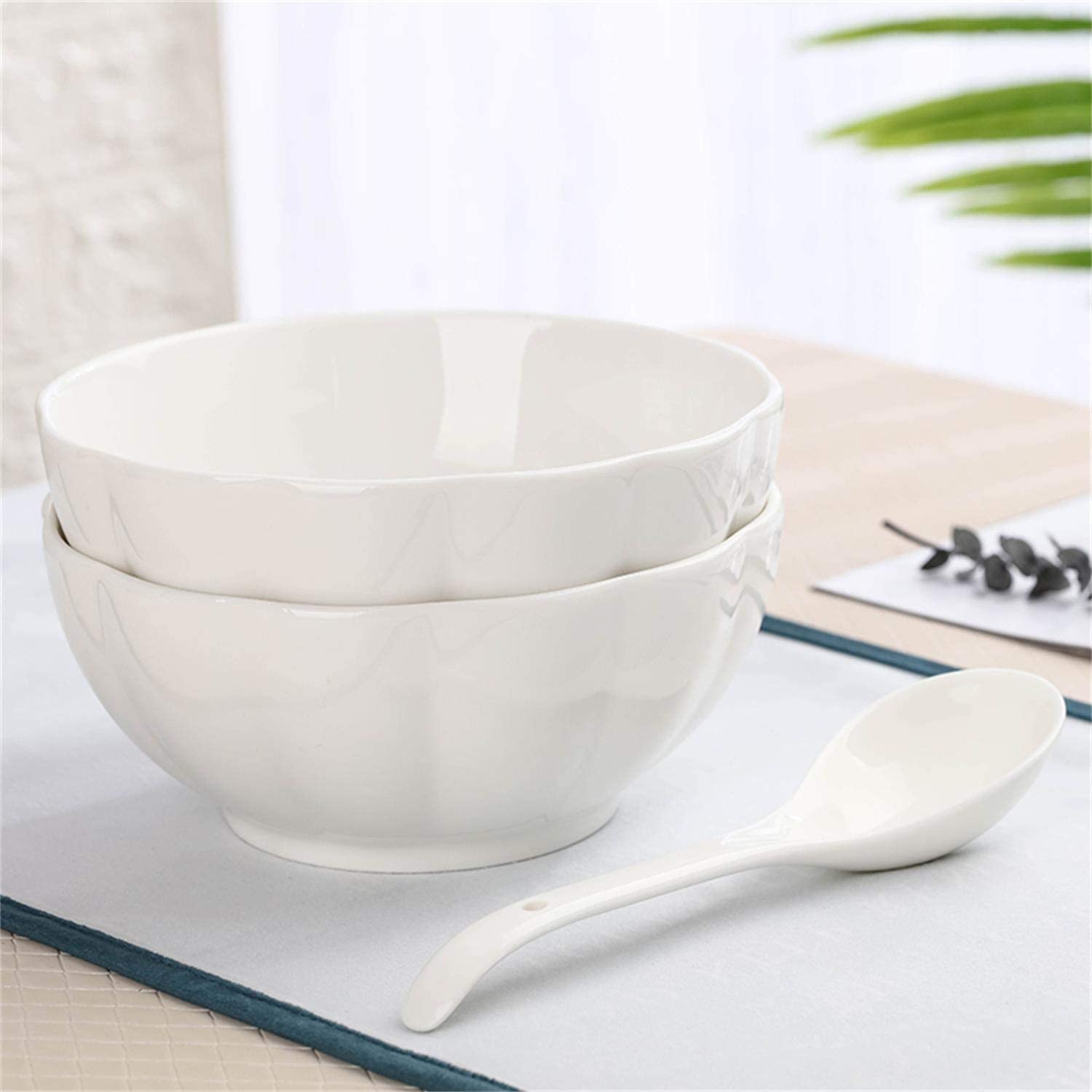 2 Set(2bowls+2sppons+2lids) Wareland Soup Bowls With Handles & Spoons, 30oz  Ceramic Ramen Bowl With Lid, Large Soup Mugs/Cups For Instant Noodle, Big