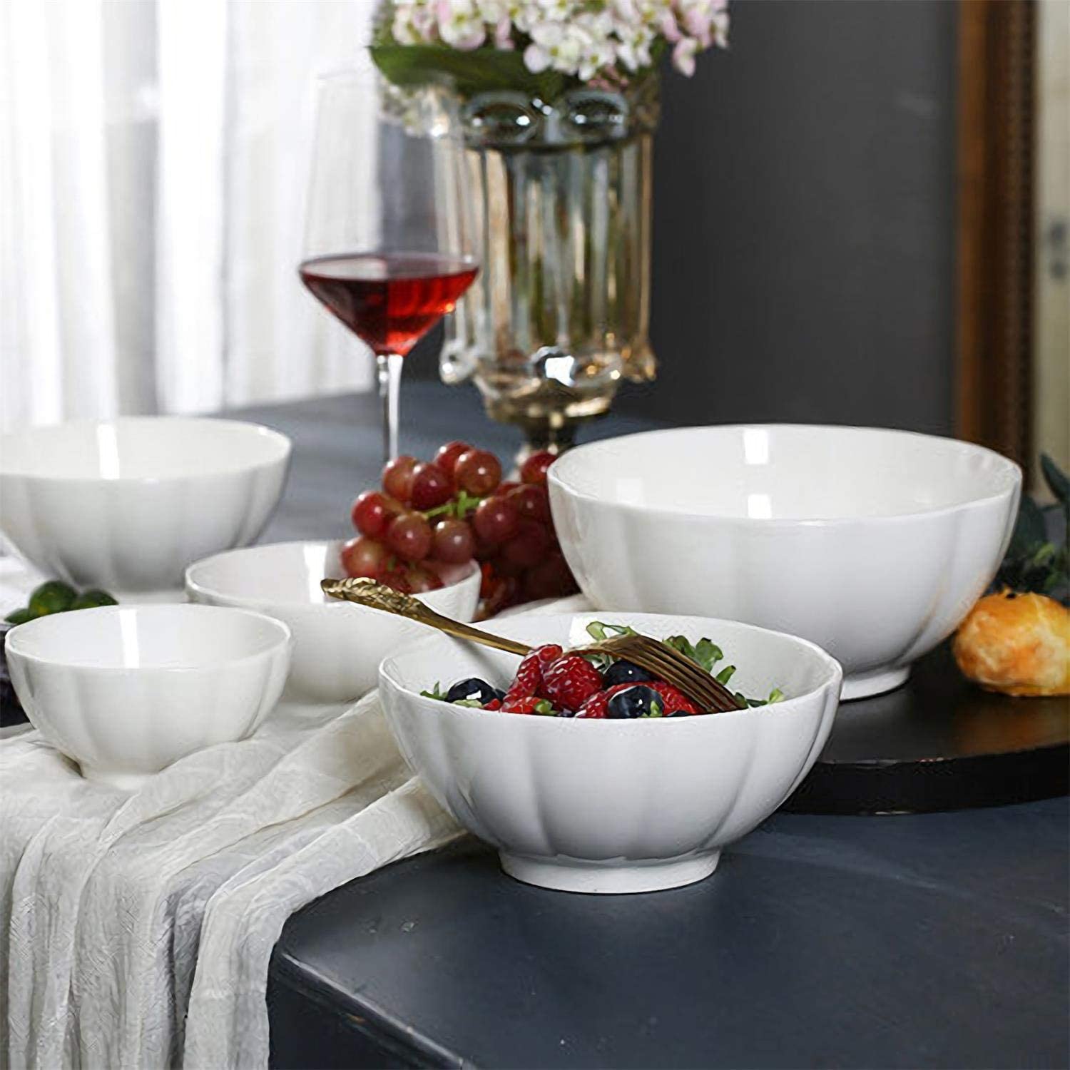 Large Serving Bowls - 60 oz Ceramic Salad Bowl - 8 Inch Serving